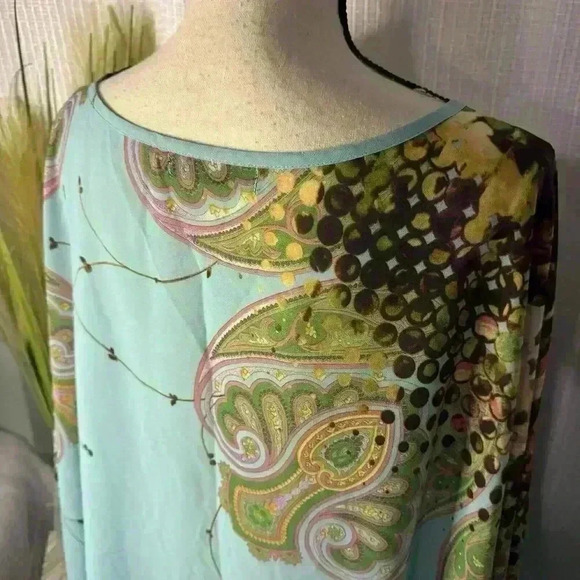 Allegra K Womens XL Sheer Chiffon 3/4 Sleeve Kimono Style Wearable Art Tunic Top - Picture 6 of 11